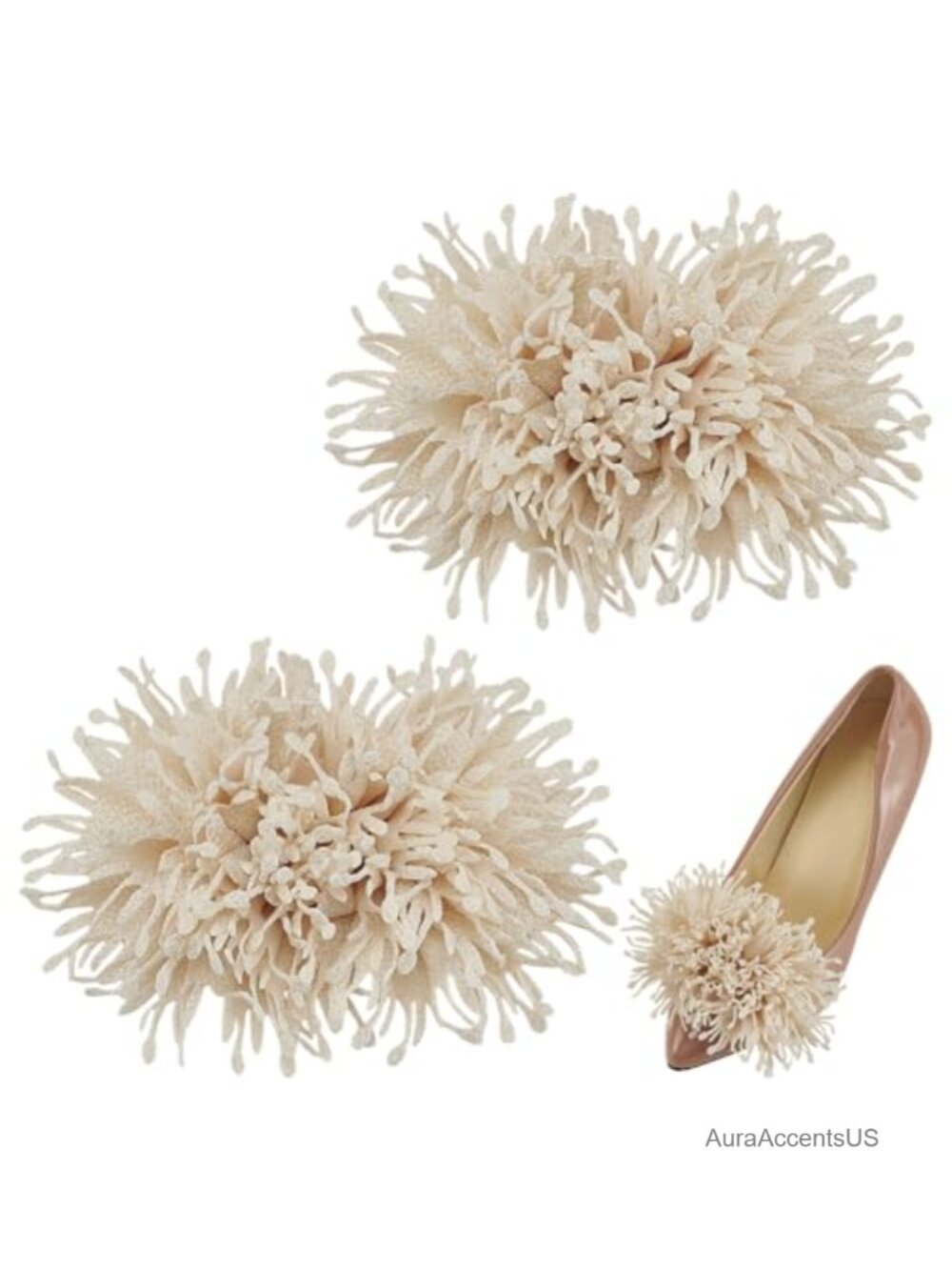 2 Pack 3D Flower Shoe Clips Detachable Metal Clip Cloth